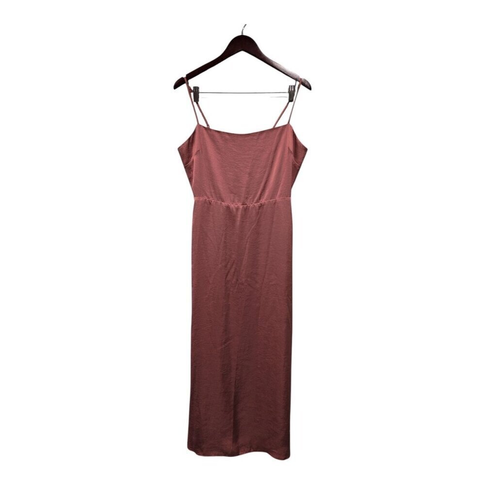 Aritzia Wilfred Women's Magdalena Satin Midi Slip Dress Strappy Rose Gold Sz 12